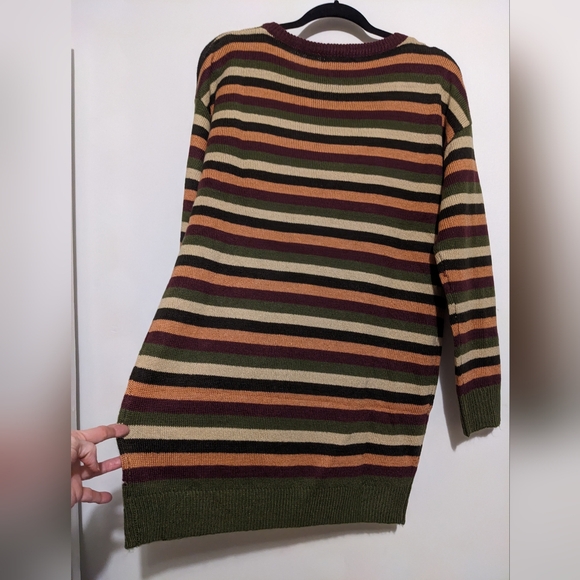 Olivaceous sweater women's medium long sleeve striped burgundy/olive nwt - Picture 8 of 16